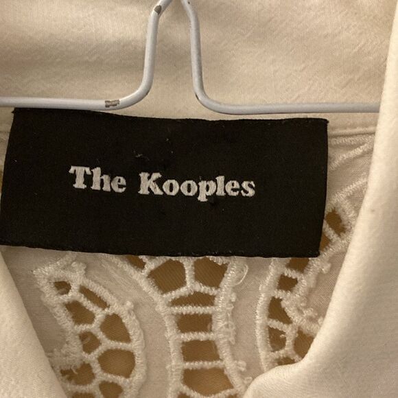 The Kooples Woman’s Long Sleeve White Blouse Floral Lace Front & Back Yoke. - Picture 8 of 10